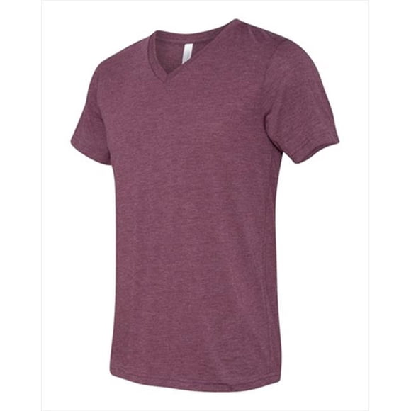 Bella-Canvas C3415 Unisex Short Sleeve V-Neck T-Shirt - Maroon Triblend, Small