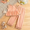thumbnail image 5 of GCETTIC Halloween Toddler Girl Outfit Gingham Peplum Top Ruffle Pants | Baby Girl Pumpkin Patch Outfit,Ghost,Fall Halloween Clothes 2-3 Years, 5 of 7