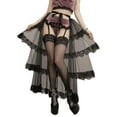 thumbnail image 3 of Women's Mesh Half Dress Layered Mesh Ruffle Summer Dance See Through Drawstring Lace Skirt, 3 of 9