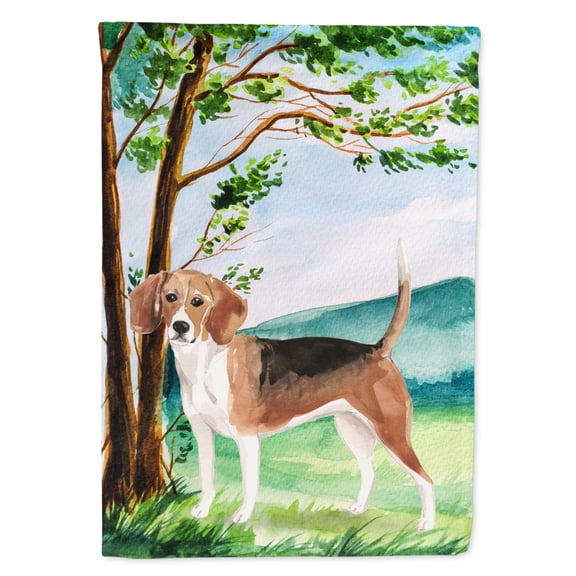 Carolines Treasures CK2029GF Under the Tree Beagle Flag Garden Size  Small multicolor