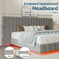 thumbnail image 5 of Merluxy King Size Bed Frame with Oversized Headboard,Floating Design,RGB LED Lights,No Box Spring Needed,Velvet Grey, 5 of 10