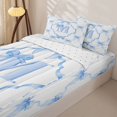 thumbnail image 3 of Manfei Letter M Monogrammed Zipper Twin Comforter Sets with Fitted Sheet and 2 Pillowcases For Girl,Girly Bowknot Zipper Bedding Set Fir Kids,Reversible,4-Piece, 3 of 7