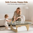 thumbnail image 6 of Cottinch 50" Triangle Glass Coffee Table with Wood Base for Living Room Office, Light Walnut, Natural Wood, 6 of 12