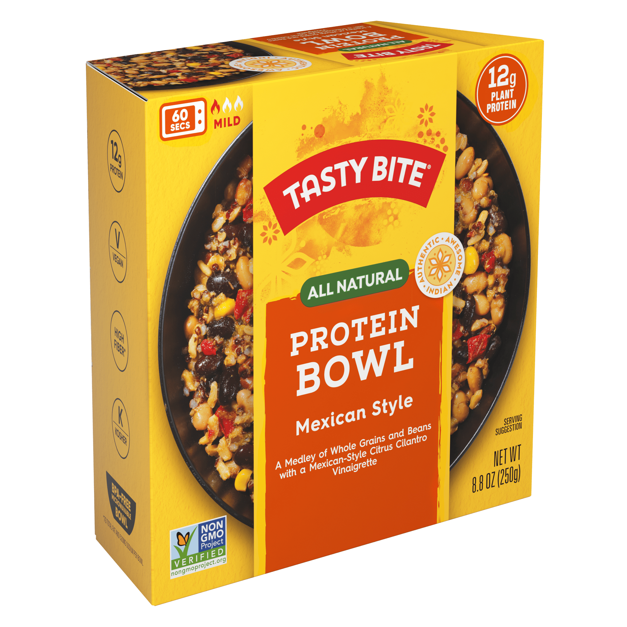 (6 pack) Tasty Bite Mexican Style Protein Bowl, Plant Based All Natural Shelf-Stable, 8.8 oz