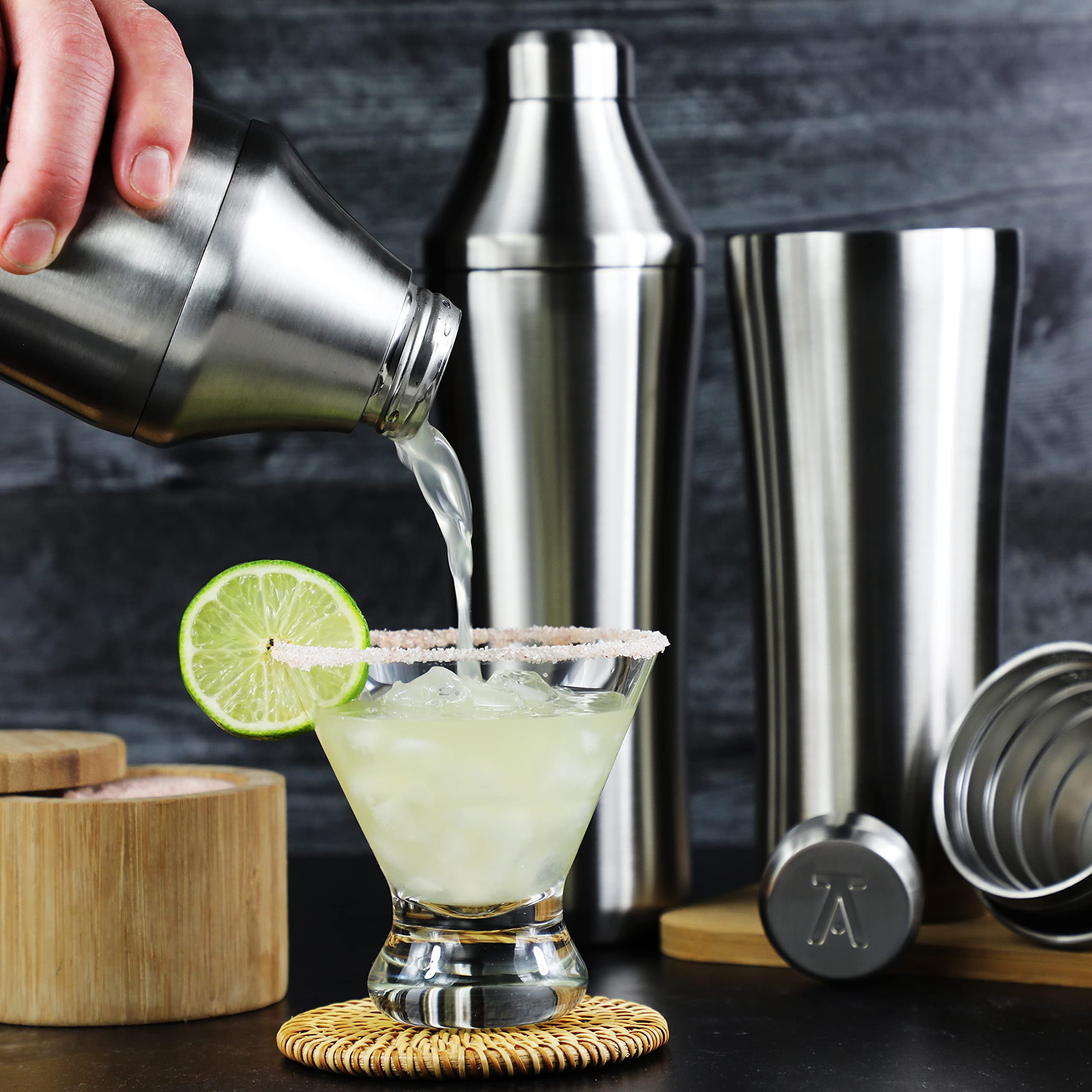 Elevated Craft Hybrid Cocktail Shaker - Premium Vacuum Insulated Stainless Steel Cocktail Shaker - Innovative Measuring System - Elevate Your Home Bar Experience - 28oz Total Volume 1