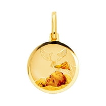 14K 3C Gold Baptism Religious Pendant | Tri Color Gold Charm Pendant for Necklace Chain | Gift for Men Women | 17 x 15 MM | 0.9 grams