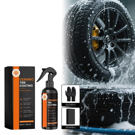 Ceramic Tire Shine Spray Waterproof Tire Coating Protectant for Car Truck SUV Wheels Long Lasting Gloss Enhancer Kit