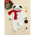 thumbnail image 2 of Seyurigaoka Unisex Baby Footed Color Block Long Sleeve Fuzzy Jumpsuit with Ears + Scarf, 2 of 8
