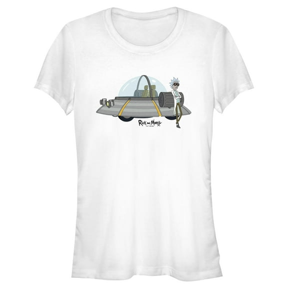 Junior's Rick And Morty Cool Captain and His Spaceship Graphic Tee White Large
