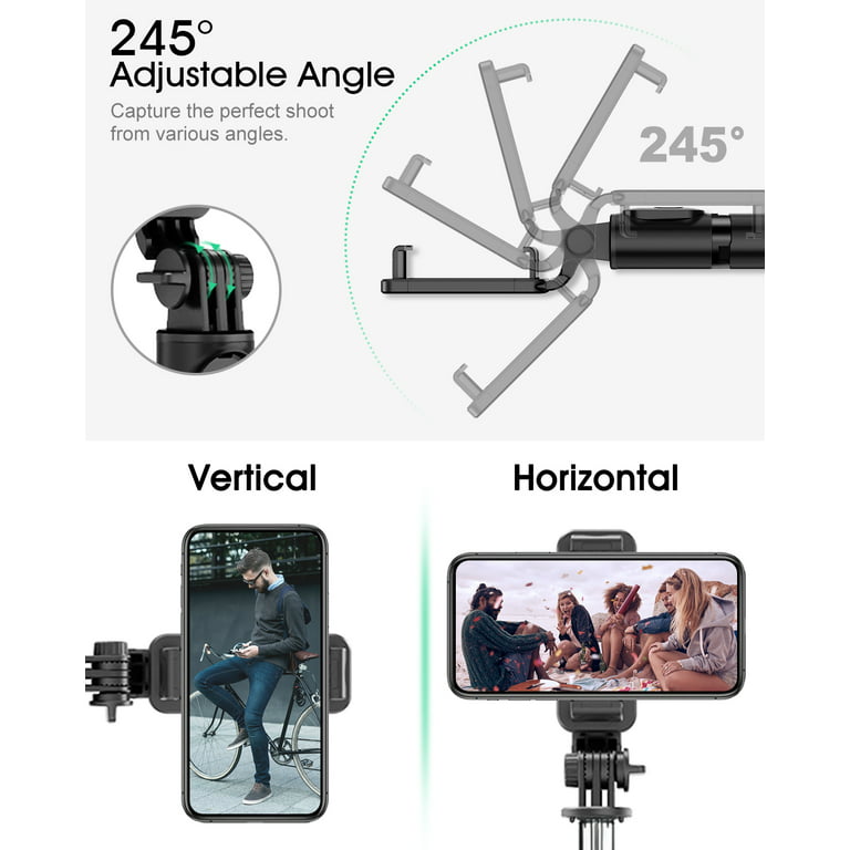 Mini Perche Selfie pour HUAWEI Y5 2019 Smartphone avec Cable Jack Selfie  Stick Android IOS Reglable Bouton Photo (NOIR)