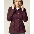 thumbnail image 3 of Made by Johnny Women's Pop of Color Anorak Parka Jacket S WINE, 3 of 6