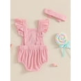 thumbnail image 3 of aturustex Toddler Baby Girls Birthday Bubble Rompers 0 3M 6M 12M 18M Infant Ruffle Sleeveless Bodysuits Cupcake Embroidery Romper Square Neck Jumpsuitmmer Clothes Beachwear for Holiday Party, 3 of 6