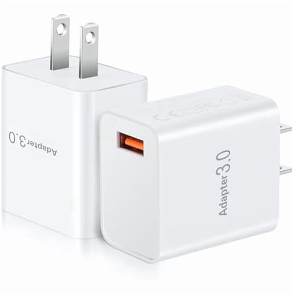 FU1999USB Wall Plug, 2-Pack 18W Fast Charging Block 3.0 Quick Charge Power Adapter Travel Charger Brick Type A Box for Wireless Charger, iPhone 16 15 14 13 12 11 Pro, iPad, Samsung Galaxy S25 S24 A16
