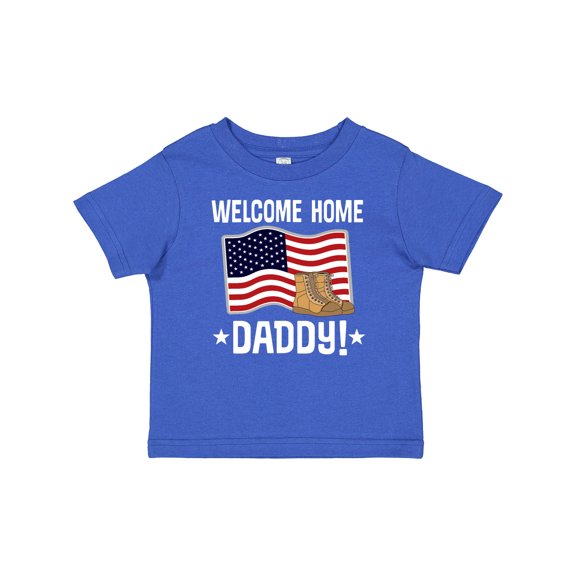 Inktastic Military Dad Welcome Home USA Flag Boys or Girls Baby T-Shirt