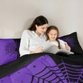 thumbnail image 5 of Manfei Spooky Spider Webs King Size Comforter Sets,Happy Halloween Day Bedding Comforter Set,Purple Black Bedding Set For Boys Kids,Luxury Bedroom Decor Reversible,3pcs, 5 of 8