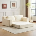 thumbnail image 3 of SEENYOO 71.65" Lounge Sofa, Living Room Sofas; Loveseat Sofa Bed, Deep Seat Reversible Cushion, Modern Small Corduroy Couch with Pillows, No Assembly, White, 3 of 14