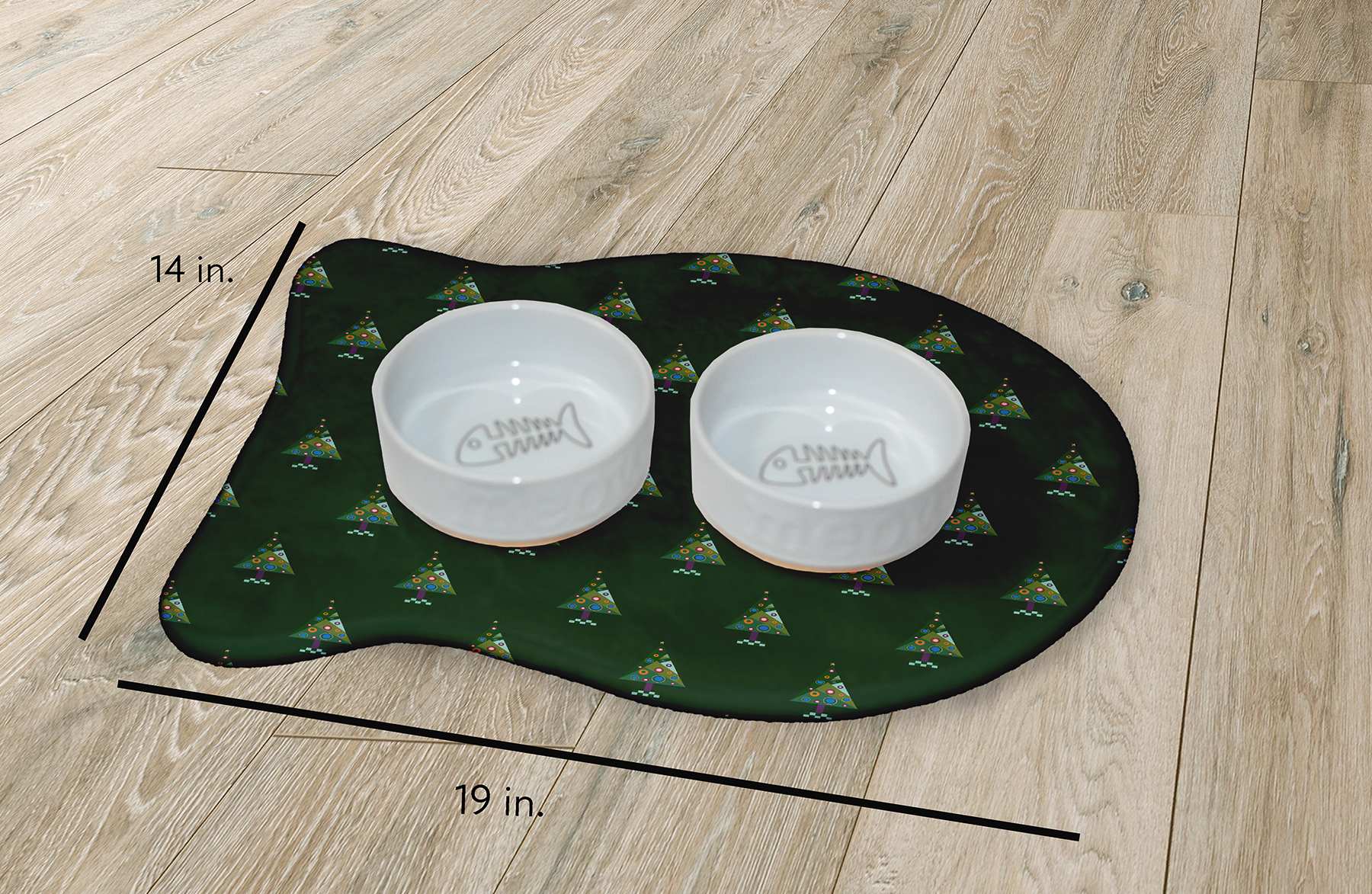 Simply Daisy Crazy Christmas Fish Shape Pet Feeding Mat for Cats