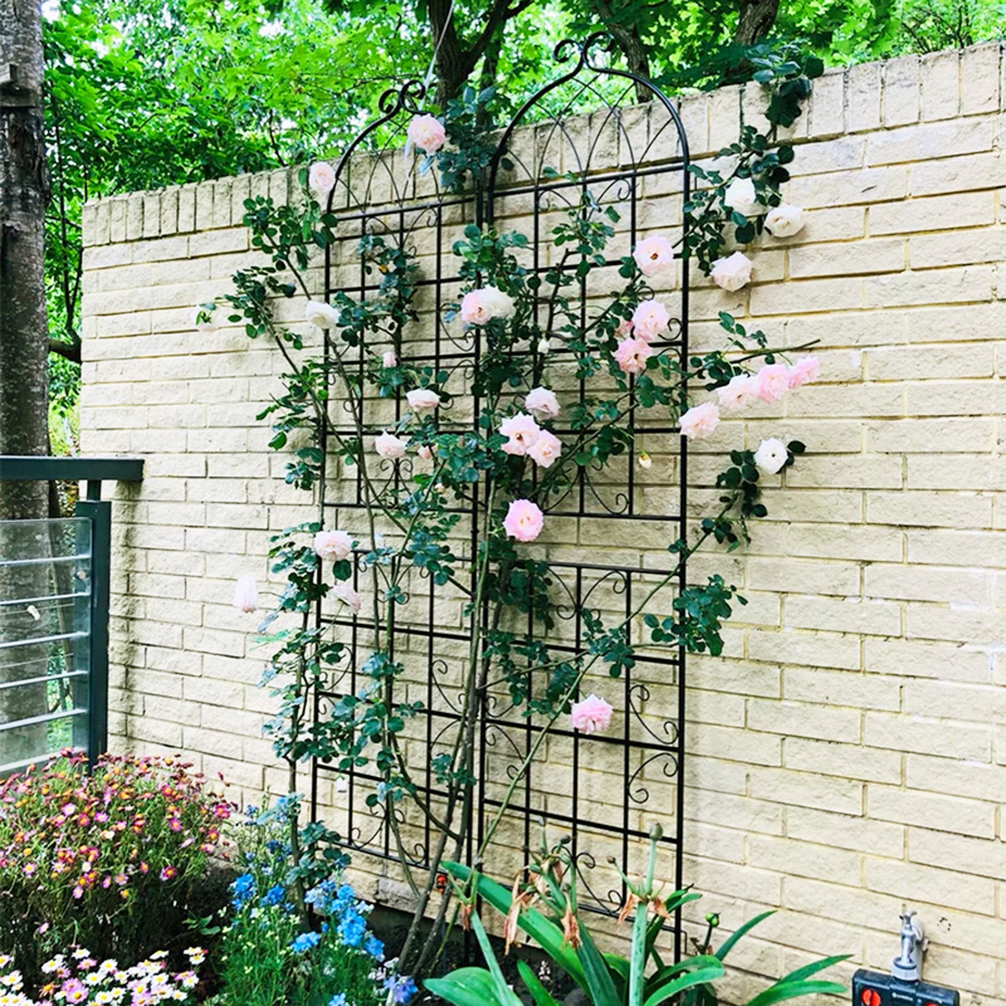 CQSXDA 4 Pack Large Garden Trellis 86.7"H x 19.7" W Heavy Duty Rustproof Black Iron Plant Trellis for Potted Plant Support Metal Climbing Rose Trellis Vine Vegetable Cucumber