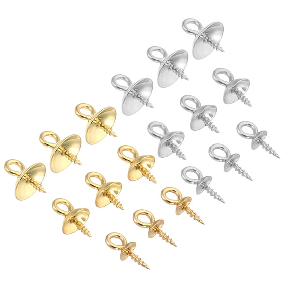 Uxcell 3 Sizes Screw Eye Pins Peg Bail, 60Pcs Stainless Steel Cup Eyelet Screw Eye Pins for Jewelry Making, Gold/Silver