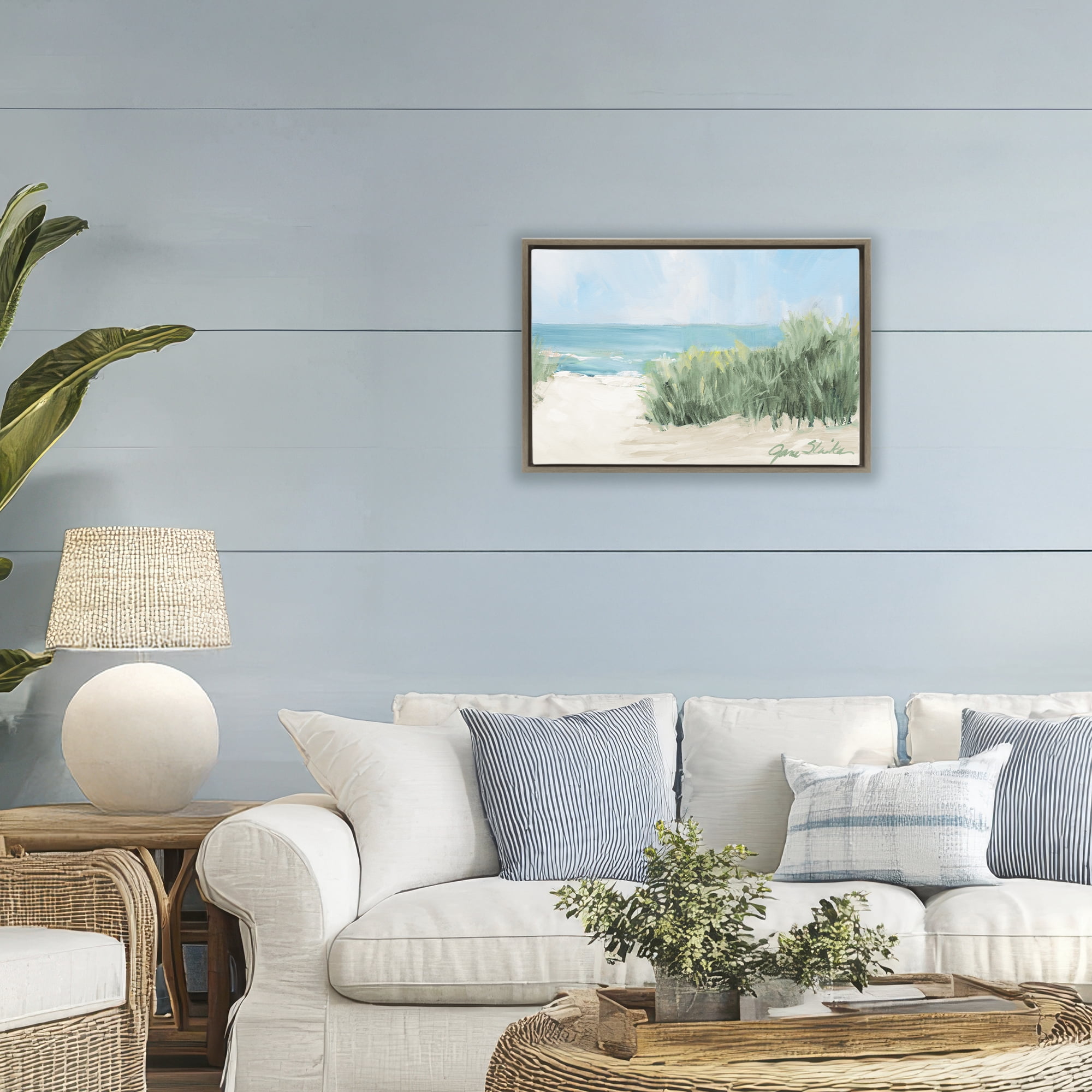 Stupell Industries Soothing Beach Day Brown Framed Floater Canvas Wall Art, design by Jane Slivka