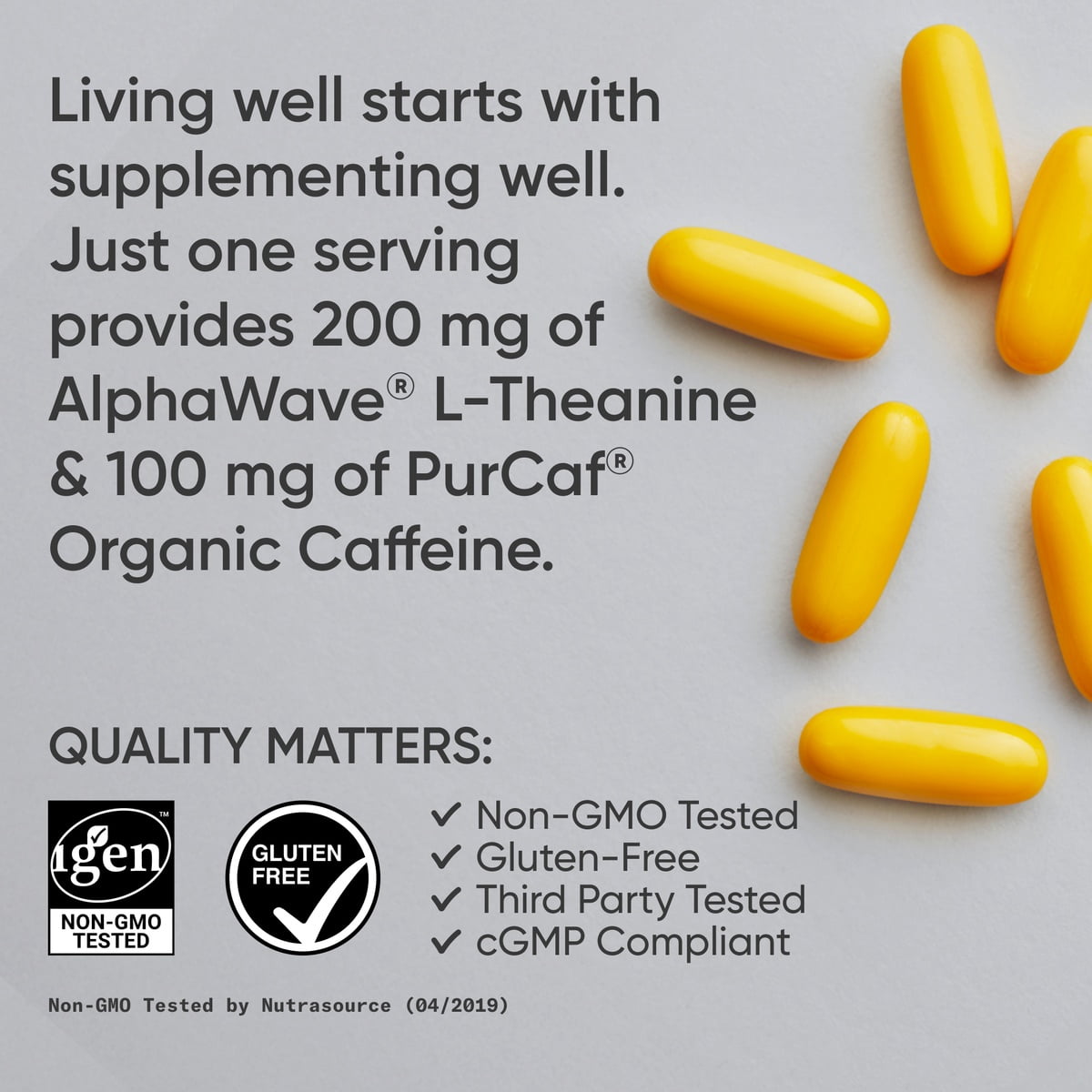 Sports Research® Premium L-Theanine 200mg Supplement + Caffeine & Coconut Oil - Natural Nootropic