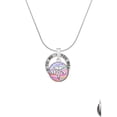 thumbnail image 2 of Delight Jewelry Silvertone Domed Multi Color MA Silver-tone You Mean the World to Me Ring Necklace, 18", 2 of 4