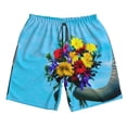 thumbnail image 3 of Uemuo Elephant Trunk Couple Flowers Pattern Men's Swim Trunks Hawaiian Beach Bathing Suit Swimsuits Beach Quick-Dry Shorts with Pockets-Small, 3 of 9