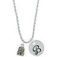 thumbnail image 1 of Delight Jewelry Silvertone Small Beehive with 4 Bees Silvertone Script Initial Disc - B - Charm Necklace, 20"+3", 1 of 4
