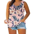 thumbnail image 2 of LEBONYARD Womens Tank Tops Plus Size,shirts for women summer fall,Plus Size Tunic Tops for Women Sexy Round-Neck Blouse Printing Lace Casual Loose Summer Sleeveless Tank Pink XXXL, 2 of 6