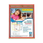 C-Line 40610 9 in. x 12 in. Reusable Dry Erase Pockets - Assorted Primary Colors (10/Pack)
