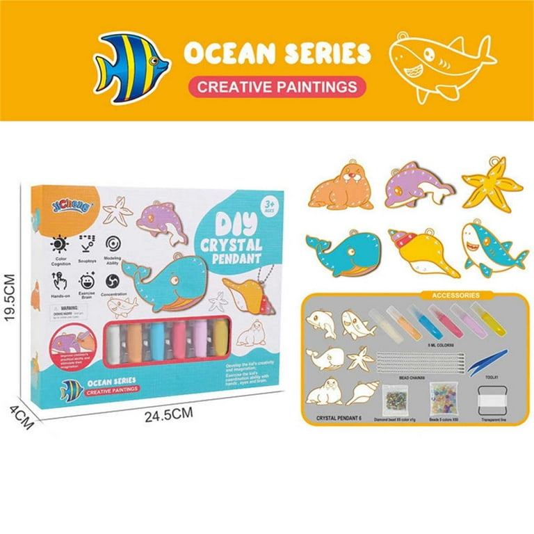 Fankiway DIY Crystal Paint Arts and Crafts Set, Cartoon No-Baking Crystal  Glue Paint DIY Watercolor Paint Kit Color Pendant for Kid 