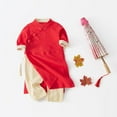 thumbnail image 2 of NOKIO Baby Chinese New Year Outfit Tang Suit for Baby Boys Girls Long Sleeve Romper Toddler Red Bodysuit Outfit Toddler New Year Chinese-style Romper Chinese Cheongsam Romper, 2 of 8