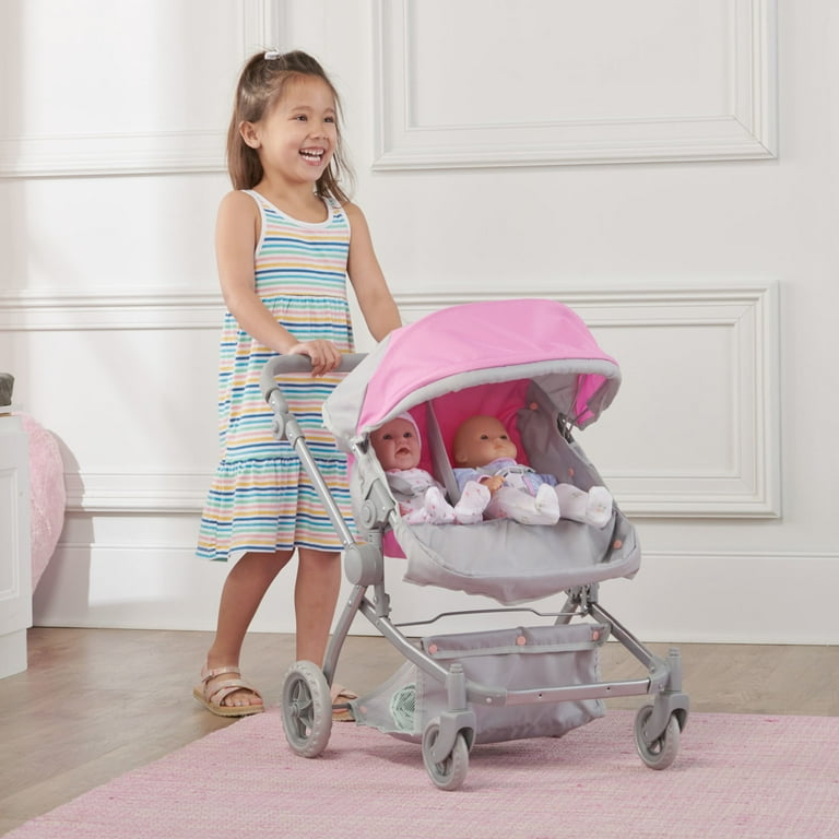 Voyage Twin Carriage Doll Stroller Gray/Pink