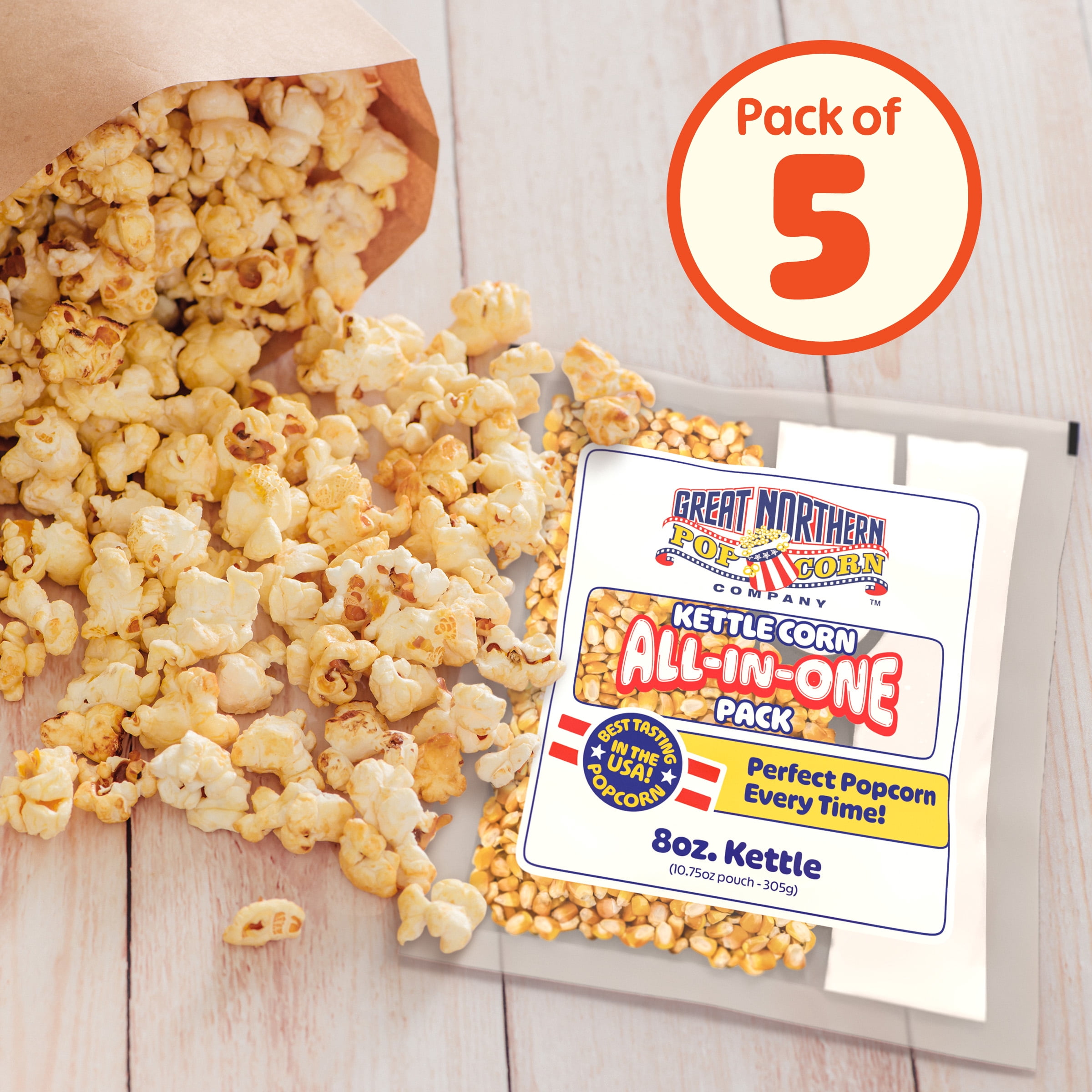 Great Northern Popcorn 8oz Kettle Corn Popcorn Machine Popcorn Packs 5-PK