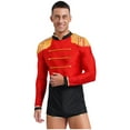 thumbnail image 2 of CHICTRY Men Halloween Ringmaster Dancewear Long Sleeve Tassel Jumpsuits Bodysuits Red XL, 2 of 5