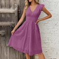 thumbnail image 6 of Womens Summer Boho Maxi Dress Casual 2026 V Neck Eyelet Dresses Flowy Vacation Beach Sundress Purple XL, 6 of 6