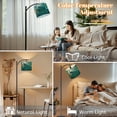 thumbnail image 5 of Arc Floor Lamp with Adjustable Lampshade Stained Glass Peacock Lotus Floral Accents Standing Lamp 3 Color Temperatures Dimmable Tall Pole Lamp with Foot Switch for Bedroom, 5 of 8