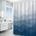 thumbnail image 3 of 84x72inch Abstract Lines Gradient Shower Curtain Mountain Peak Abstract Art Texture Navy Blue Gradient Color Casual Style Modern Home Decoration Bathroom Stall Bathtubs Curtain with Hooks, 3 of 6