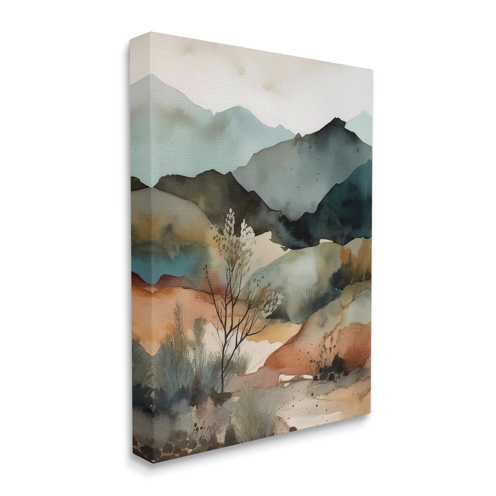 Stupell Industries Mountains Mood Abstract Landscape Painting Gallery Wrapped Canvas Art Print Wall Art, 16 x 20