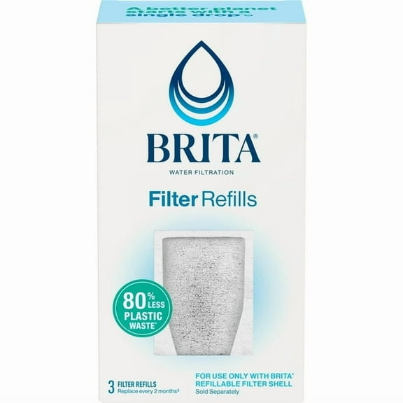 (2pack) Brita Refillable Water Filtration System Filter Refills, 3 Count