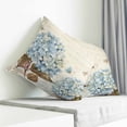 thumbnail image 3 of Blue Hydrangea Pillow Covers 16x16 Inch Decorative Throw Pillow Cover, Spring Floral Leaves Butterfly Vintage Beige Sofa Pillowcases Accent Cushion Case Home Decor Bedroom Living Room, 3 of 6