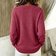 thumbnail image 4 of LNZGNM V Neck Wrap Sweaters for Women Fashion Ruched Long Sleeve Cross Front Knit Pullover Casual Cozy Travel Fall Outfit, Red (S), 4 of 6