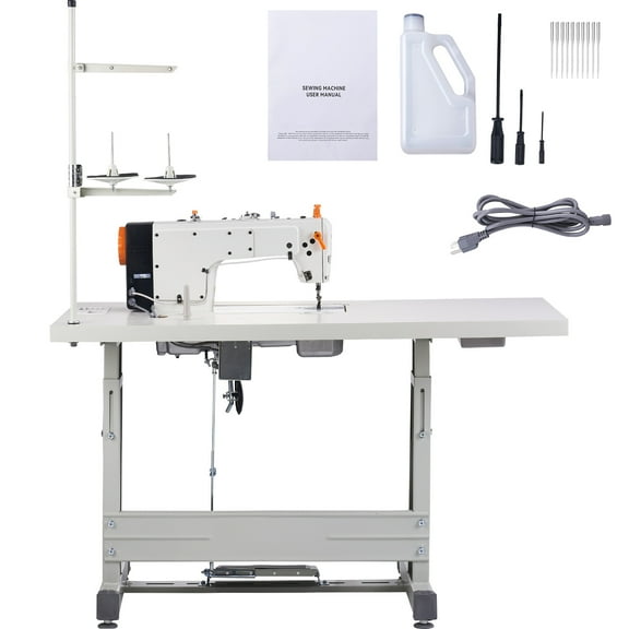 KFFKFF Industrial Sewing Machine with 550W Servo Motor, Table Stand Included, 5000 Stitches Per Minute, Heavy-Duty Lockstitch Design, High-Speed Operation, User-Friendly Control Panel