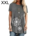 thumbnail image 1 of T-shirt Femme Imprimé à Manches Courtes Col Rond à Ourlet Haut, Gris, XXL, 1 of 6