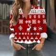 thumbnail image 2 of Makaor Button up Shirts for Women Long Sleeve Christmas Plus Size Collared Tops Graphic Pullover Tees Cute Vacation Clothes, 2 of 5