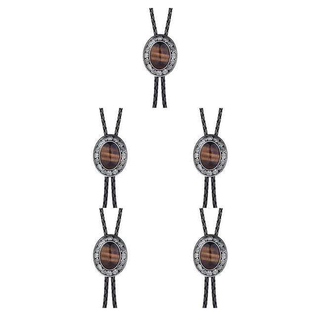 Minnieouse Bolo Tie para hombres, mujeres, camisa, traje, corbatas, collar con colgante, corbatas para hombres, adornos de cumpleaños, regalo de Piedra de ojo de tigre 5piezas