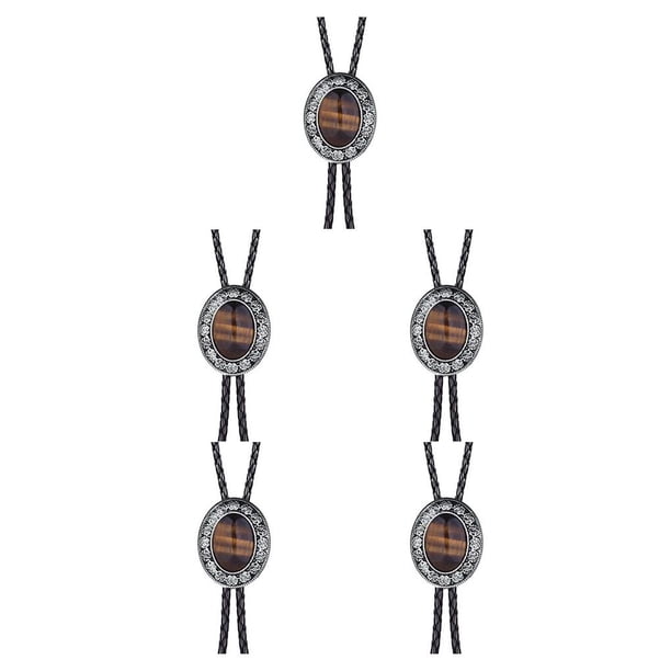 Minnieouse Bolo Tie para hombres, mujeres, camisa, traje, corbatas, collar con colgante, corbatas para hombres, adornos de cumpleaños, regalo de Piedra de ojo de tigre 5piezas