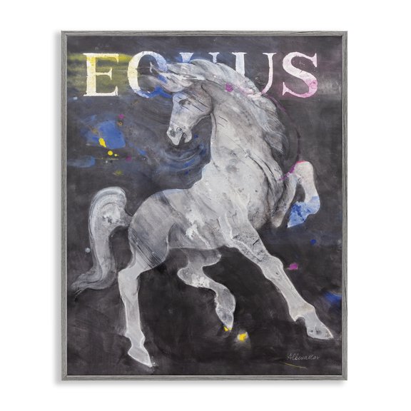 Stupell Industries Contemporary Modern Equus Stallion Gray Framed Giclee Art, 11 x 14, by Albena Hristova