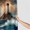 thumbnail image 3 of Orinice Nautical Lighthouse Shower Curtain Vintage Sunset Ocean Pirate Ship Sea Wave Sailboat Coastal Seagull Stone Bathroom Decor Fabric Curtains with Hook  69x72, 3 of 7