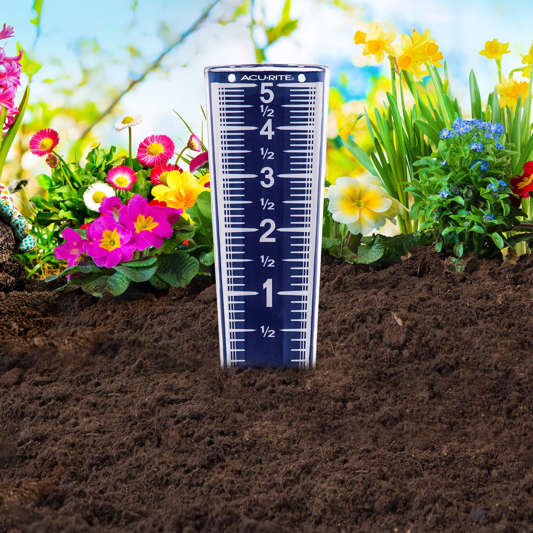AcuRite 5-inch Blue Capacity Magnifying Rain Gauge (2" x 2.8" x 12.5")